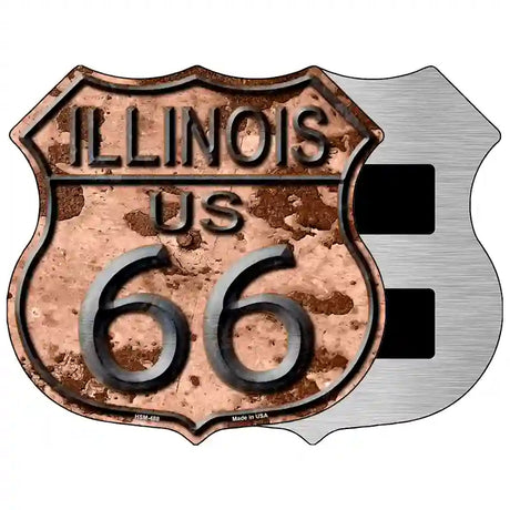 Illinois Route 66 Rusty Metal Novelty Highway Shield Sign 5" (HSM)