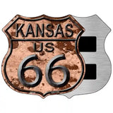 Kansas Route 66 Rusty Metal Novelty Highway Shield Sign 5" (HSM)