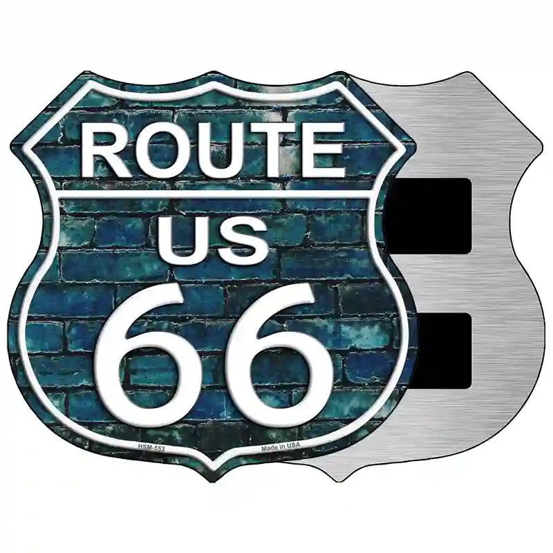 Route 66 Blue Brick Wall Metal Novelty Highway Shield Sign 5" (HSM)