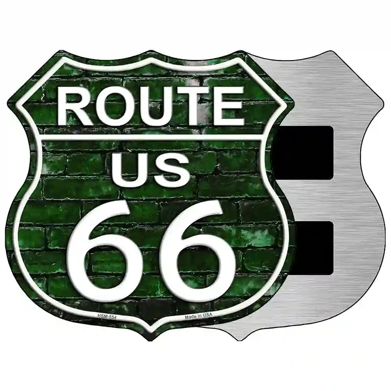 Route 66 Green Brick Wall Metal Novelty Highway Shield Sign 5" (HSM)