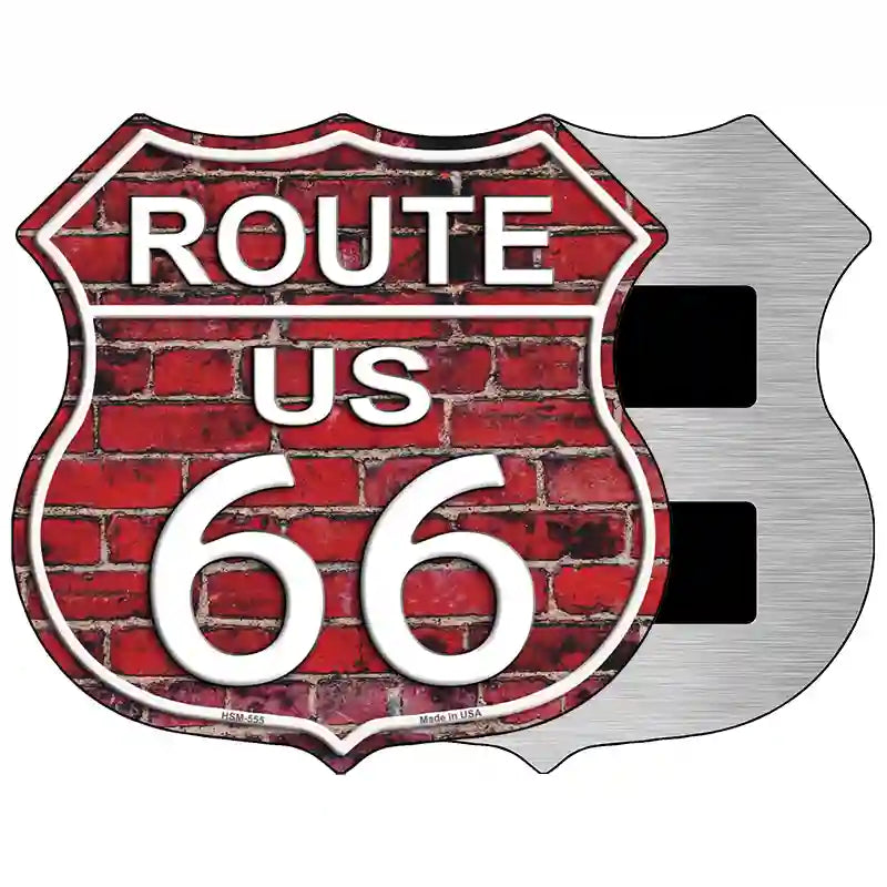 Route 66 Red Brick Wall Metal Novelty Highway Shield Sign 5" (HSM)