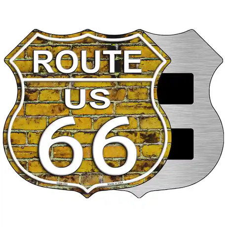 Route 66 Yellow Brick Wall Metal Novelty Highway Shield Sign 5" (HSM)