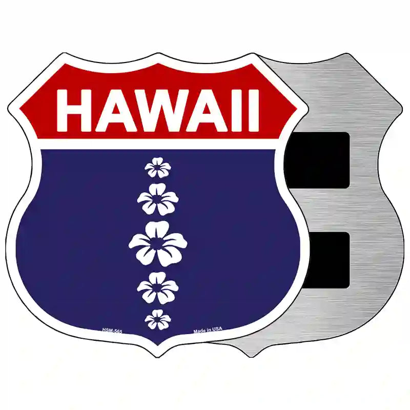 Hawaii Hibiscus Blue Novelty Metal Highway Shield Sign 5" (HSM)