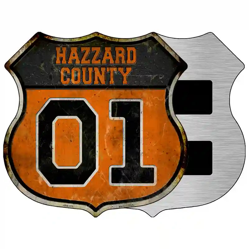 Hazzard 01 Rusty Novelty Metal Highway Shield Sign 5" (HSM)