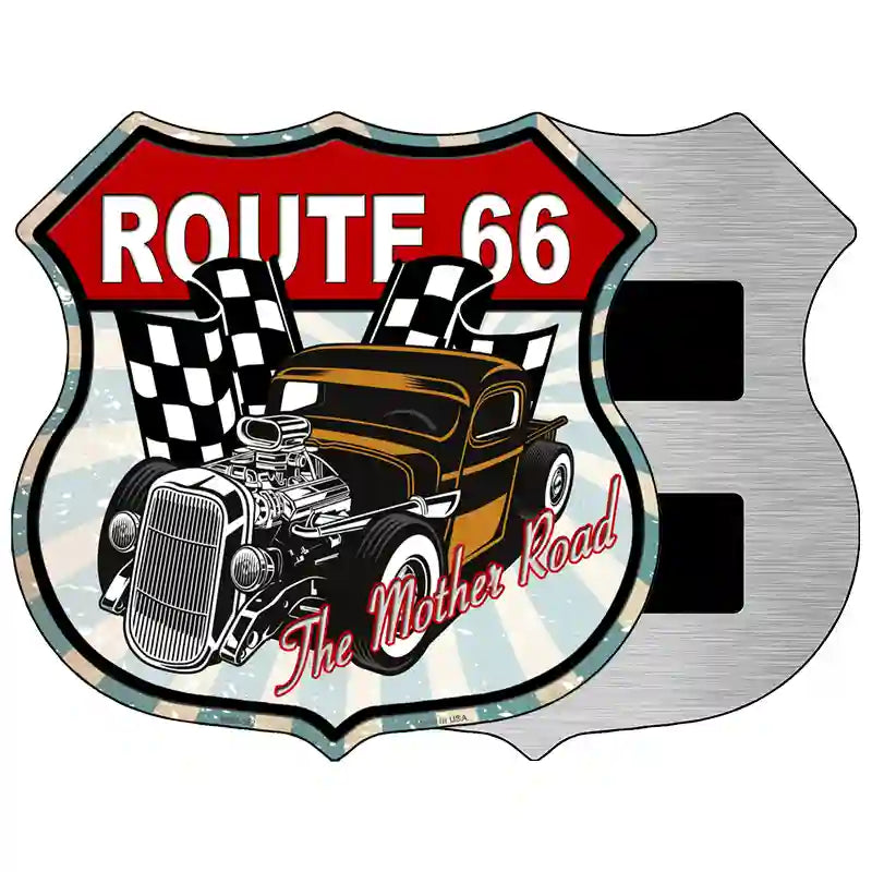 Brown Hot Rod Route 66 Novelty Metal Highway Shield Sign 5" (HSM)