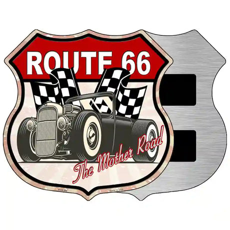 Grey Hot Rod Route 66 Novelty Metal Highway Shield Sign 5" (HSM)