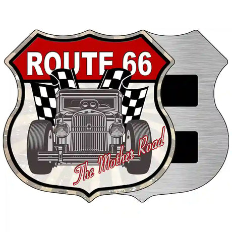 Grey Hot Rod Front Route 66 Novelty Metal Highway Shield Sign 5" (HSM)