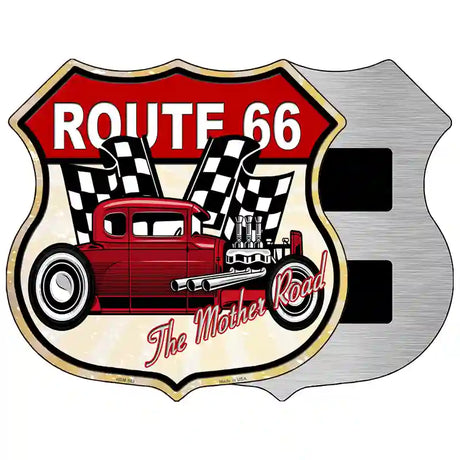 Red Hot Rod Side Route 66 Novelty Metal Highway Shield Sign 5" (HSM)