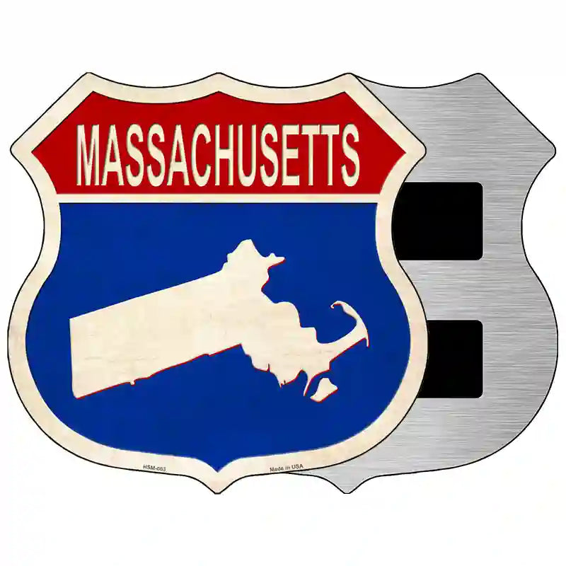 Massachusetts Silhouette Novelty Metal Highway Shield Sign 5" (HSM)