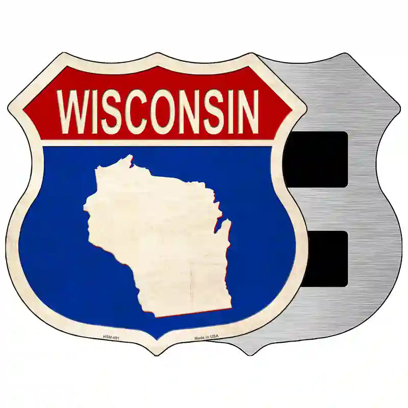 Wisconsin Silhouette Novelty Metal Highway Shield Sign 5" (HSM)