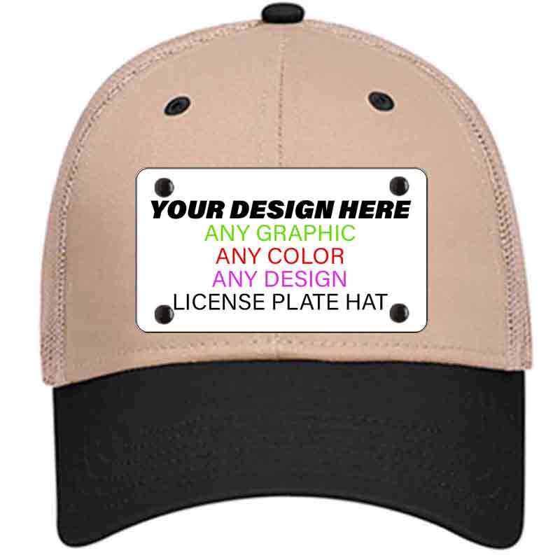 Khaki | Black Trucker Mesh Mounted License Plate Hat