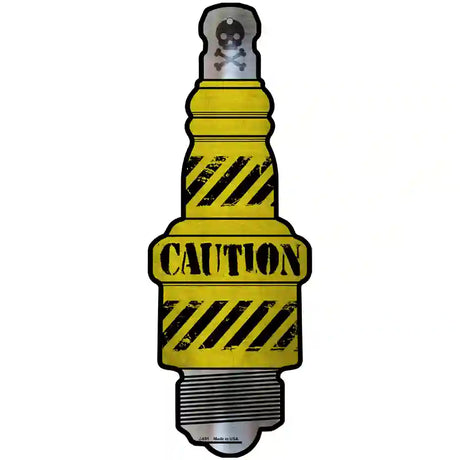 Caution Novelty Metal Spark Plug Sign J-031