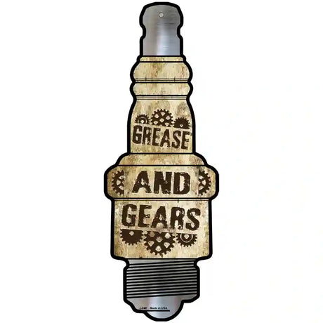 Grease And Gears Novelty Metal Spark Plug Sign J-040