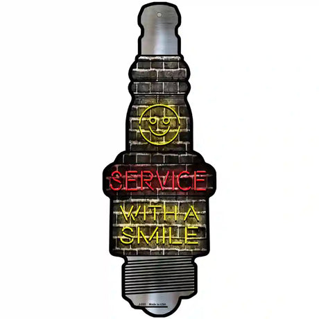 Service With A Smile Novelty Metal Spark Plug Sign J-055