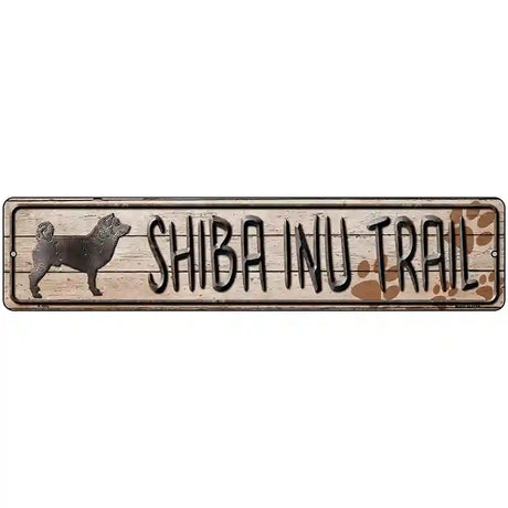 Shiba Inu Trail Novelty Metal Street Sign 18" x 4" (K)