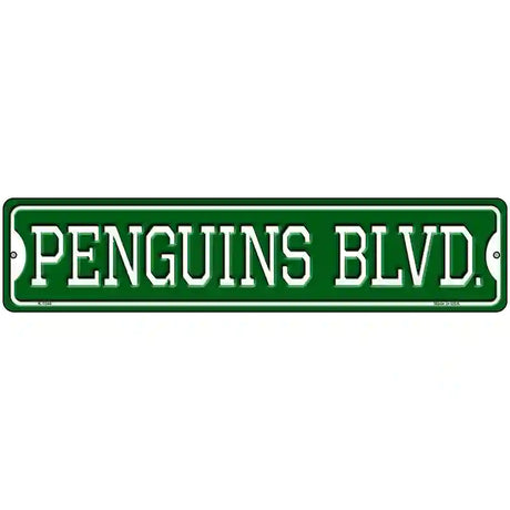 Penguins Blvd Novelty Metal Street Sign 18" x 4" (K)