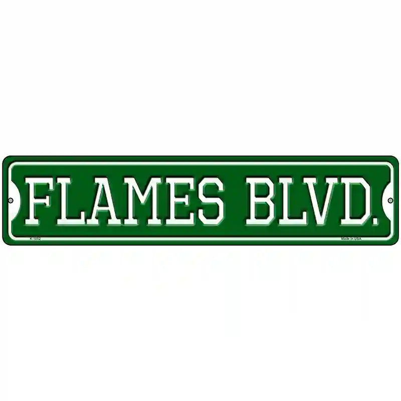 Flames Blvd Novelty Metal Street Sign 18" x 4" (K)