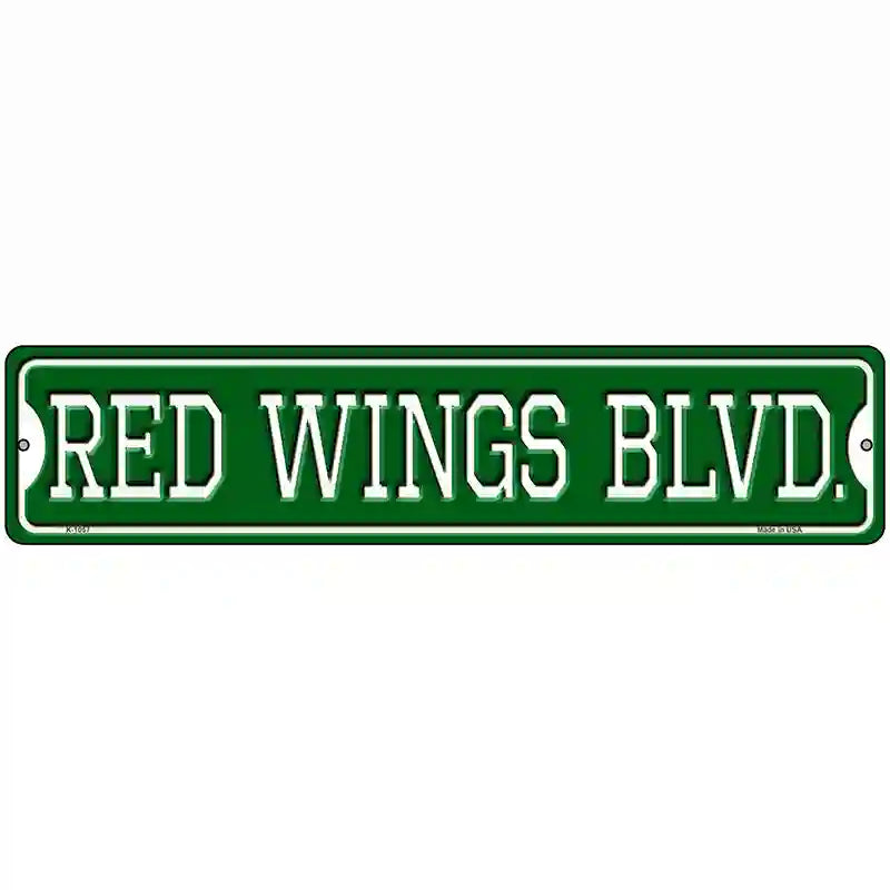 Red Wings Blvd Novelty Metal Street Sign 18" x 4" (K)