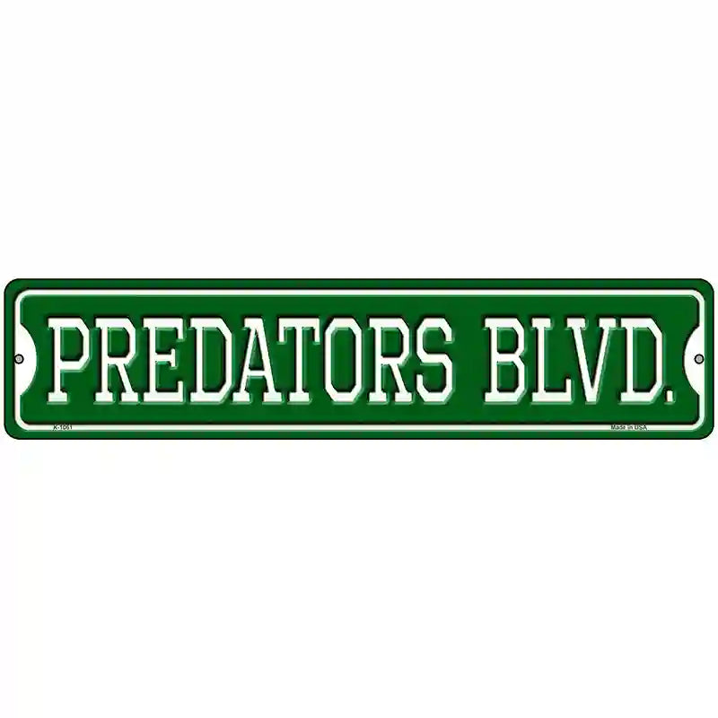 Predators Blvd Novelty Metal Street Sign 18" x 4" (K)