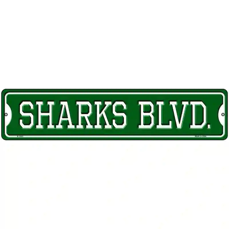 Sharks Blvd Novelty Metal Street Sign 18" x 4" (K)