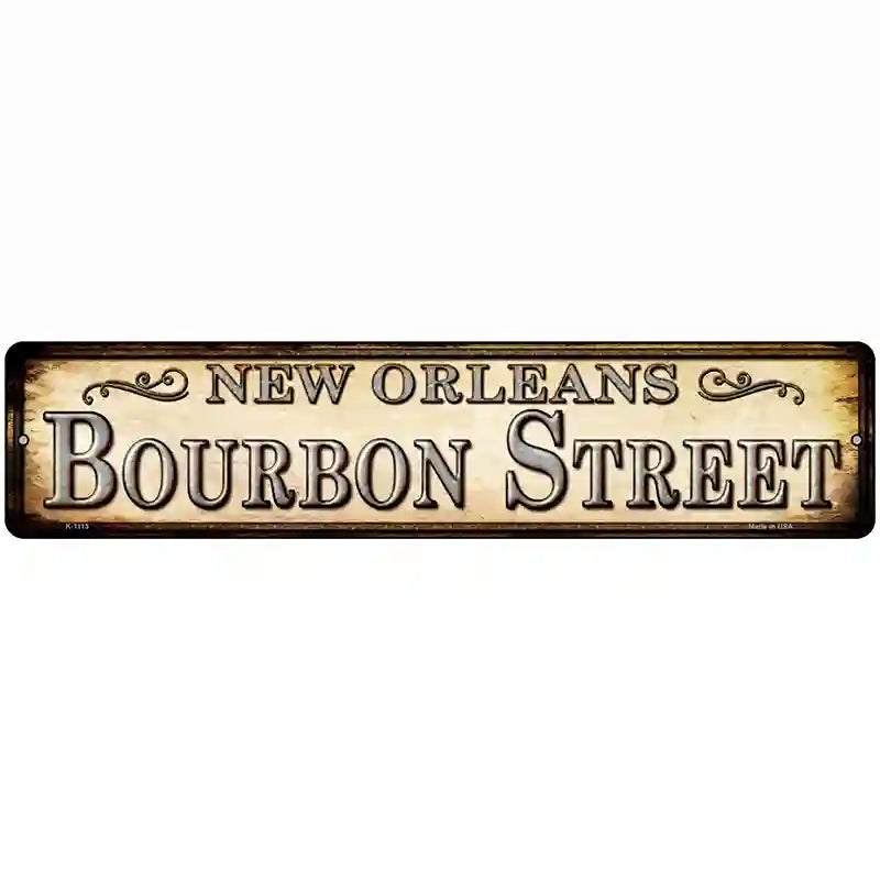 Bourbon Street New Orleans Novelty Metal Street Sign 18" x 4" (K)