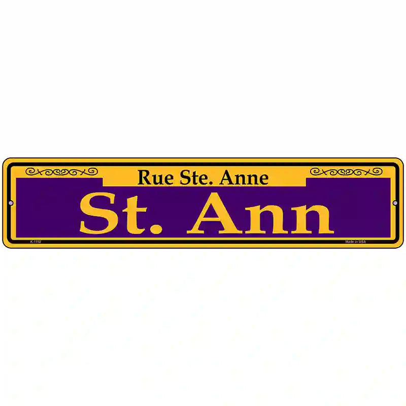 St. Ann Purple Novelty Metal Street Sign 18" x 4" (K)