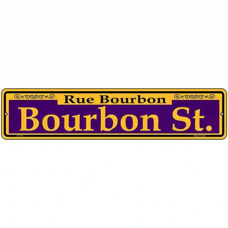 Bourbon St. Purple Novelty Metal Street Sign 18" x 4" (K)