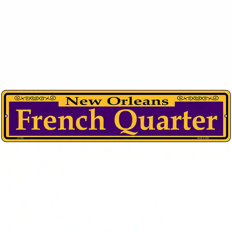 French Quarter Purple Novelty Metal Street Sign 18" x 4" (K)