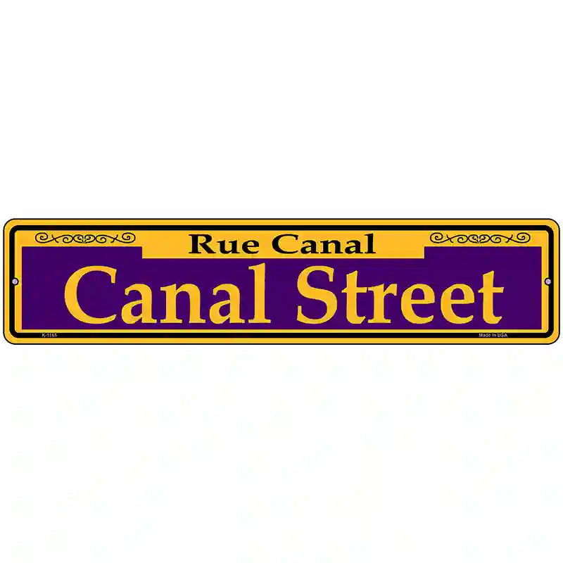 Canal Street Purple Novelty Metal Street Sign 18" x 4" (K)