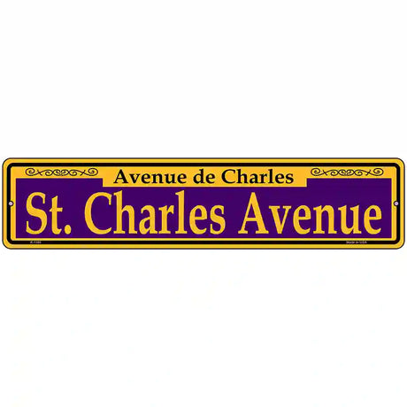 St. Charles Avenue Purple Novelty Metal Street Sign 18" x 4" (K)