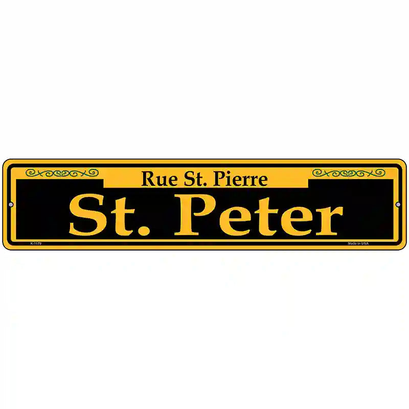 St. Peter Yellow Novelty Metal Street Sign 18" x 4" (K)