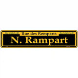 N. Rampart Yellow Novelty Metal Street Sign 18" x 4" (K)