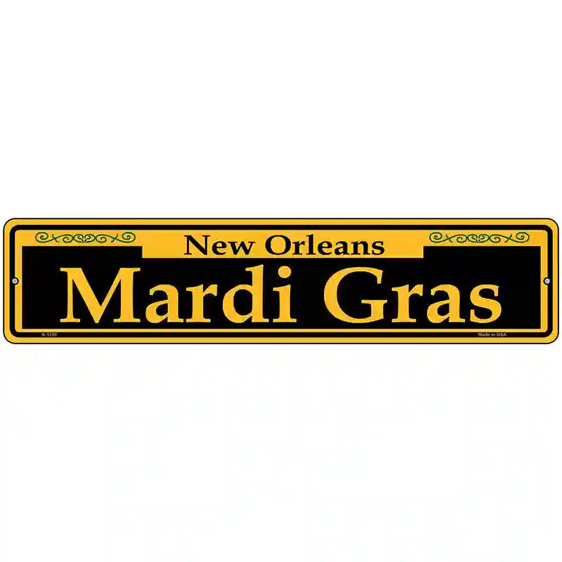 Mardi Gras Yellow Novelty Metal Street Sign 18" x 4" (K)