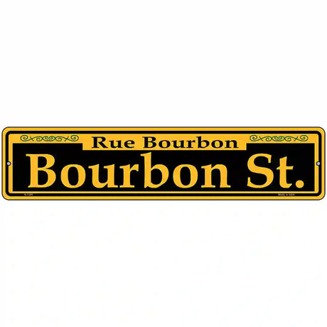 Bourbon St. Yellow Novelty Metal Street Sign 18" x 4" (K)