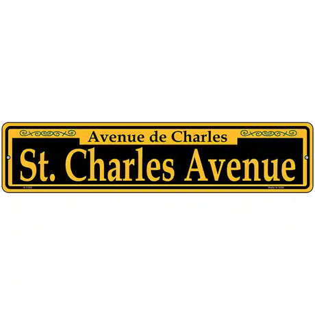 St. Charles Avenue Yellow Novelty Metal Street Sign 18" x 4" (K)