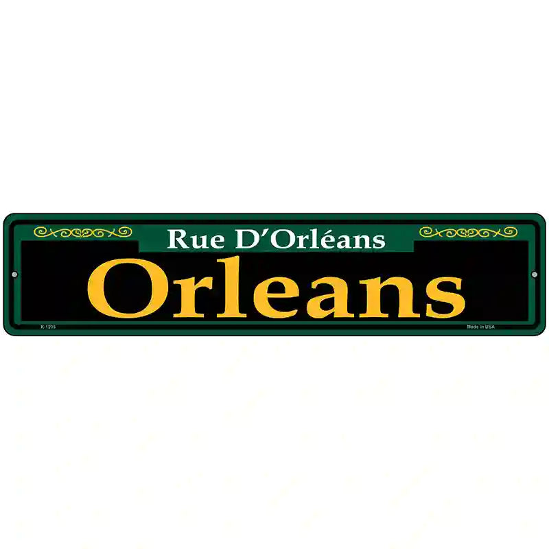 Orleans Green Novelty Metal Street Sign 18" x 4" (K)