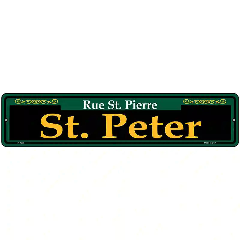 St. Peter Green Novelty Metal Street Sign 18" x 4" (K)