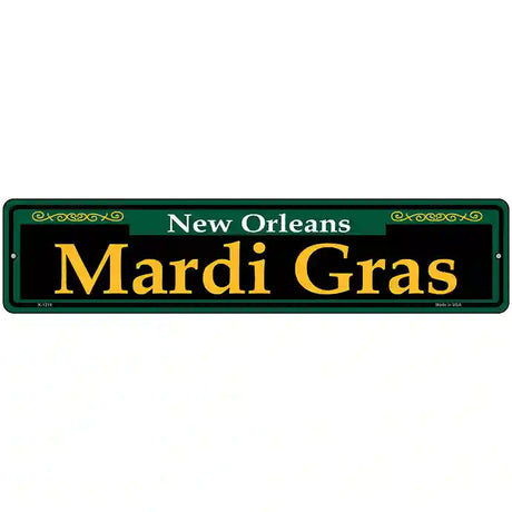 Mardi Gras Green Novelty Metal Street Sign 18" x 4" (K)