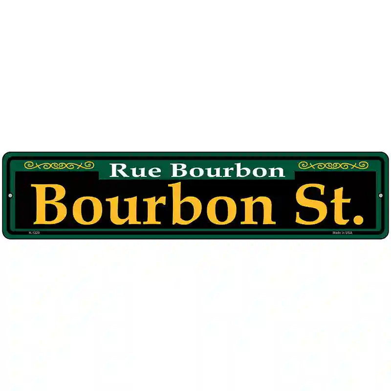 Bourbon St. Green Novelty Metal Street Sign 18" x 4" (K)