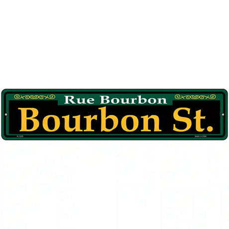 Bourbon St. Green Novelty Metal Street Sign 18" x 4" (K)