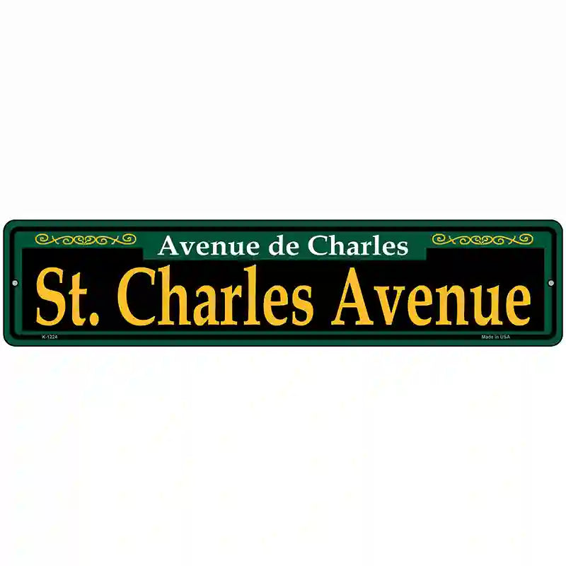 St. Charles Avenue Green Novelty Metal Street Sign 18" x 4" (K)