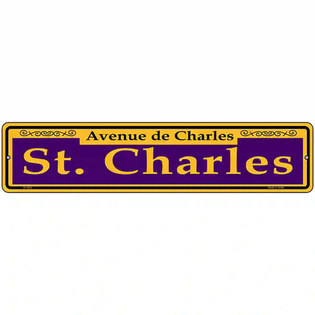 St. Charles Purple Novelty Metal Street Sign 18" x 4" (K)