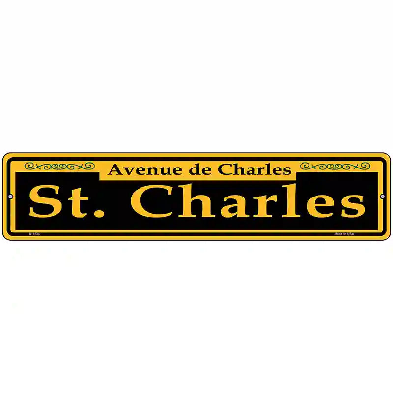 St. Charles Yellow Novelty Metal Street Sign 18" x 4" (K)