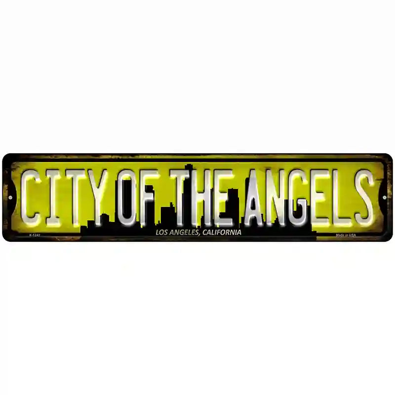 Los Angeles California City of Angels Novelty Metal Street Sign 18" x 4" (K)