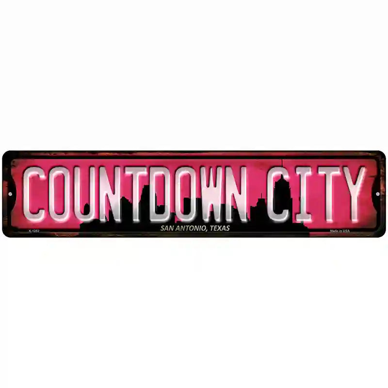 San Antonio Texas Countdown City Novelty Metal Street Sign 18" x 4" (K)