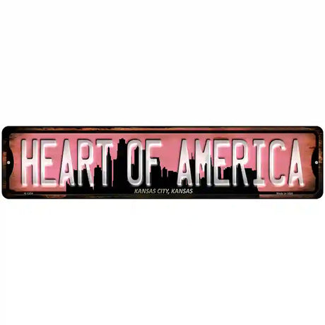 Kansas City Kansas Heart of America Novelty Metal Street Sign 18" x 4" (K)