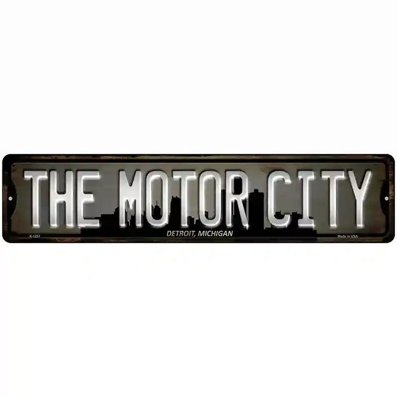 Detroit Michigan The Motor City Novelty Metal Street Sign 18" x 4" (K)