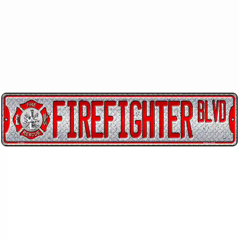 Fire Fighter Blvd Novelty Metal Street Sign 18" x 4" (K)