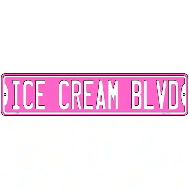 Ice Cream Blvd Novelty Metal Street Sign 18" x 4" (K)