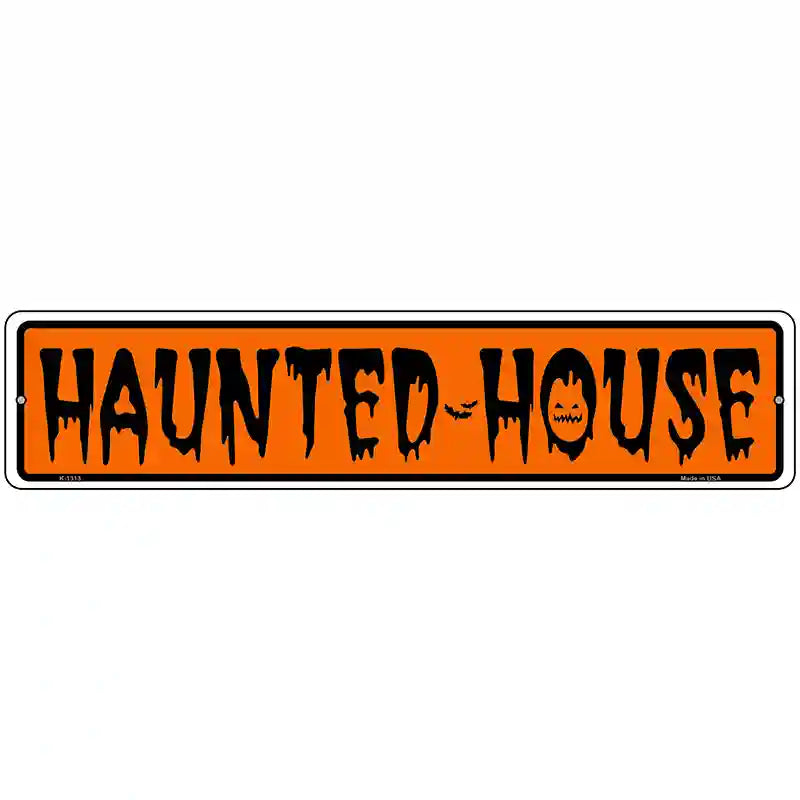 Haunted House Orange Novelty Metal Street Sign 18" x 4" (K)